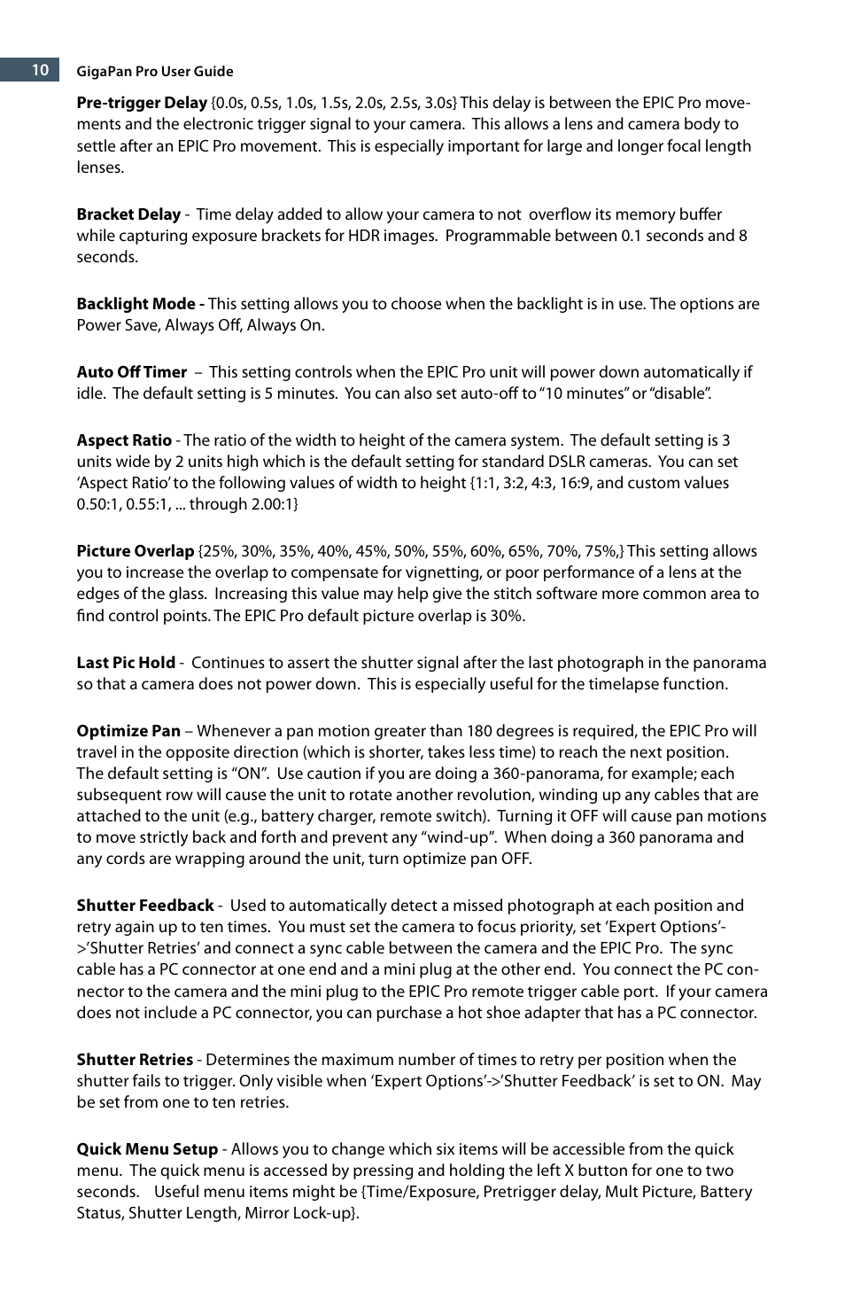 GigaPan EPIC Pro User Manual | Page 13 / 56