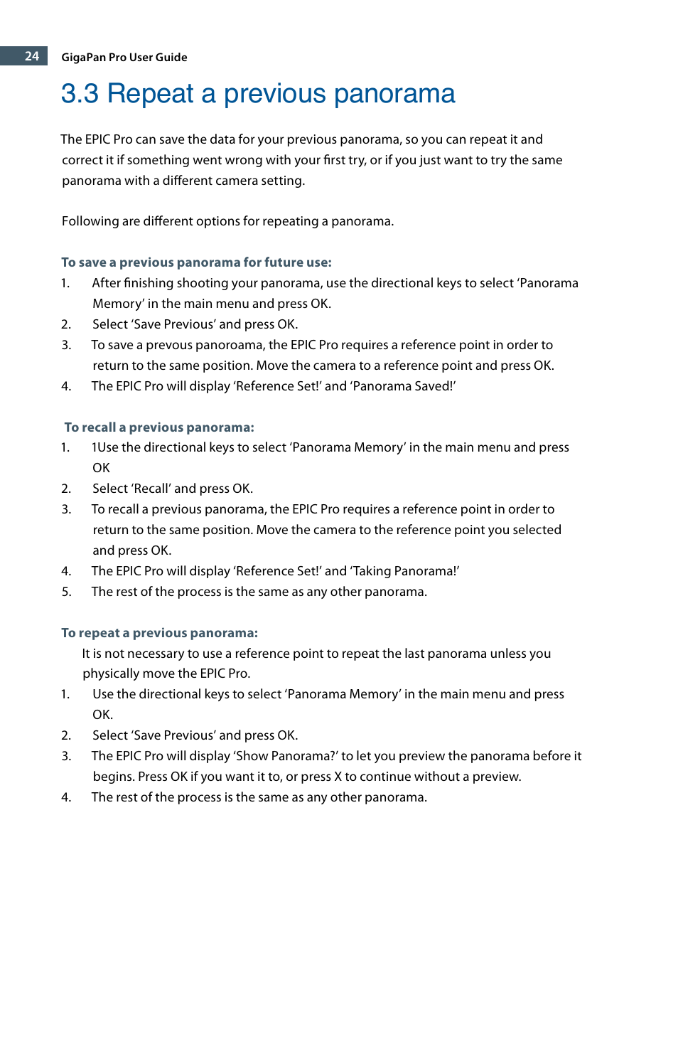 3 repeat a previous panorama | GigaPan EPIC Pro User Manual | Page 27 / 56