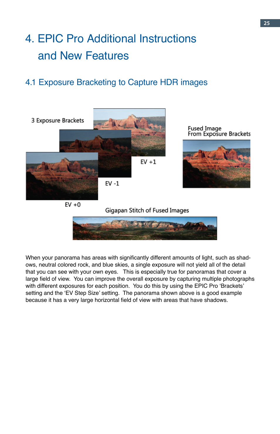 Epic pro additional instructions and new features, 1 exposure bracketing to capture hdr images | GigaPan EPIC Pro User Manual | Page 28 / 56