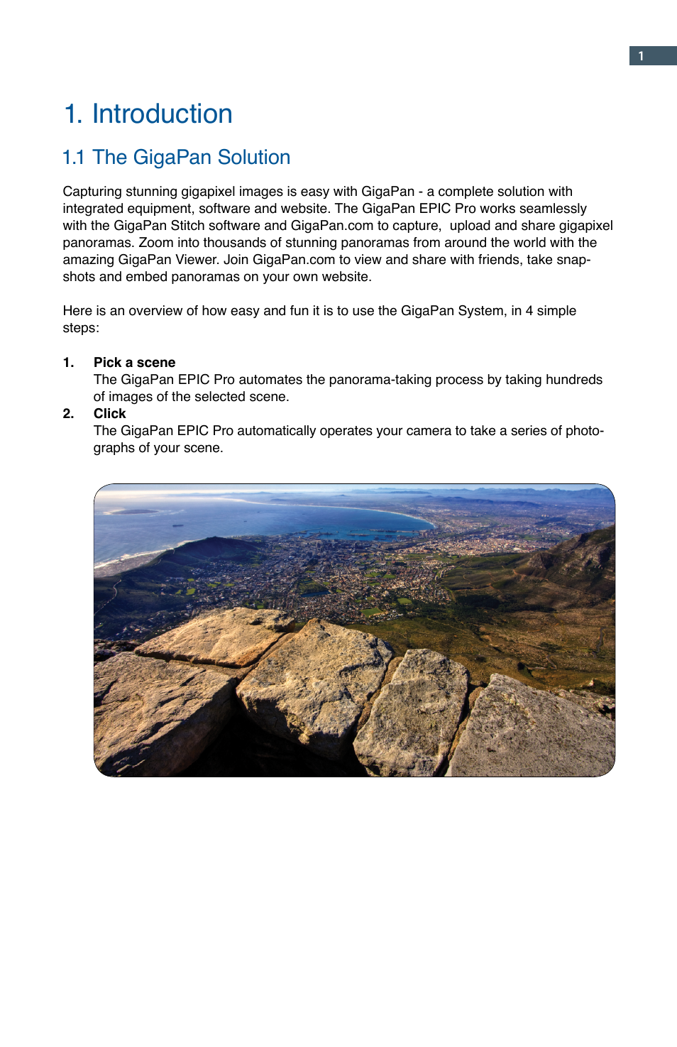 Introduction, 1 the gigapan solution | GigaPan EPIC Pro User Manual | Page 4 / 56