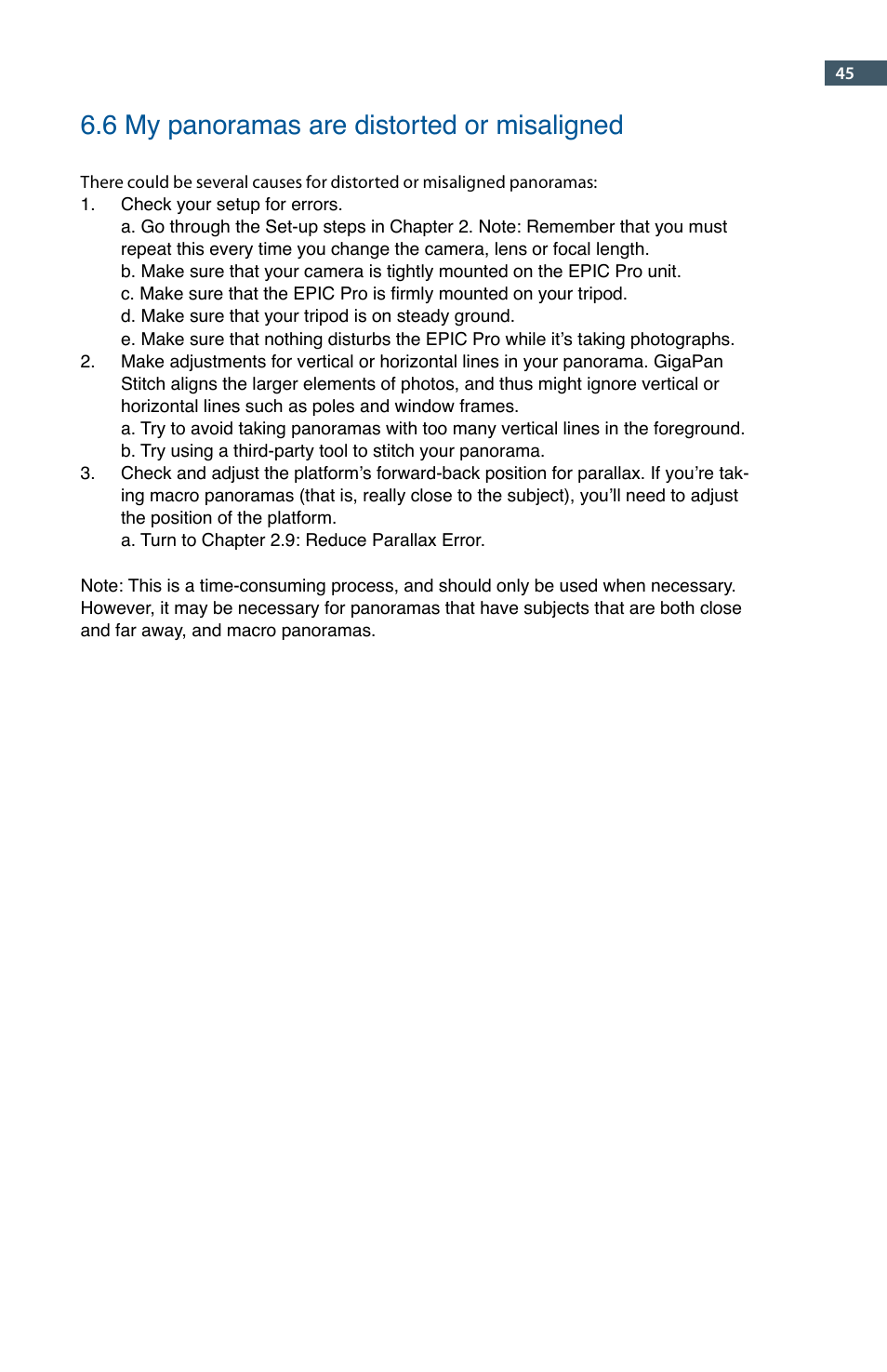 6 my panoramas are distorted or misaligned | GigaPan EPIC Pro User Manual | Page 48 / 56
