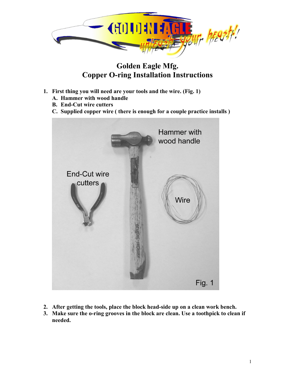 Golden Eagle Copper O-ring User Manual | 5 pages