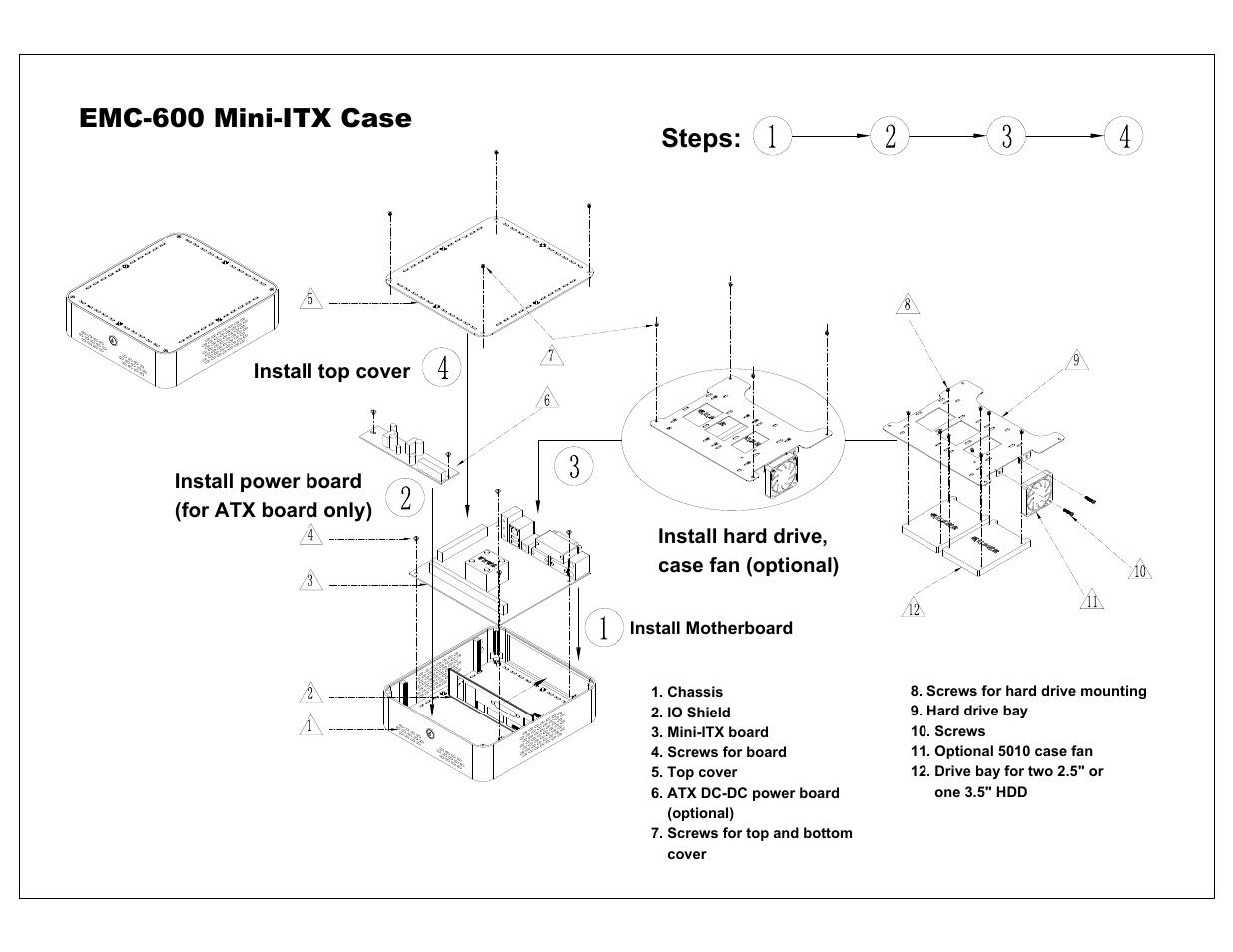 Emc-600 mini-itx case steps | Habey EMC-800 User Manual | Page 2 / 2