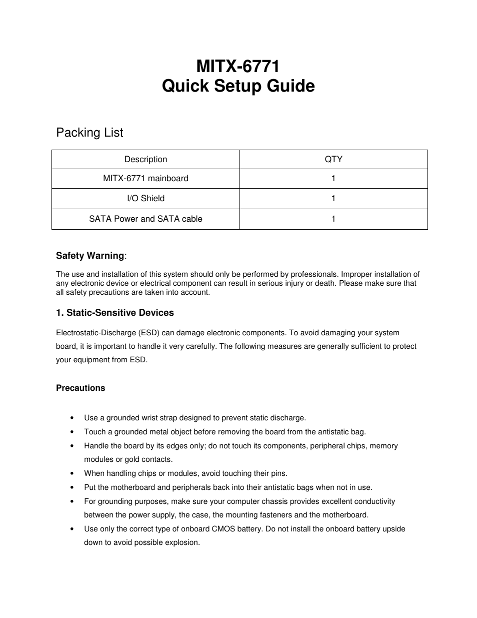 Habey MITX-6771 Quick Start Guide User Manual | 4 pages