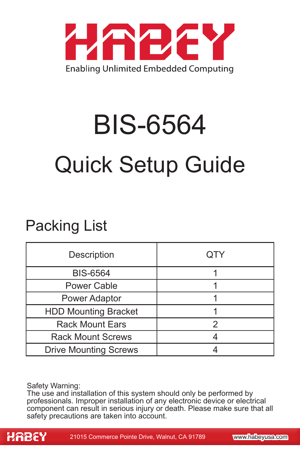 Habey BIS-6564 User Manual | 4 pages