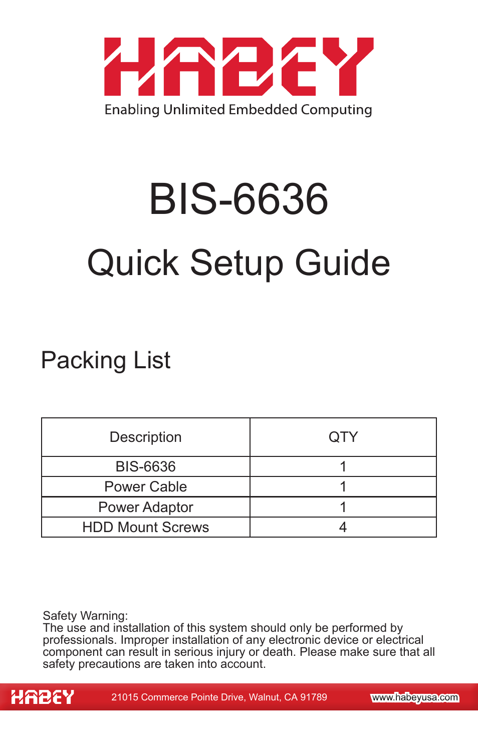 Habey BIS-6636 User Manual | 4 pages