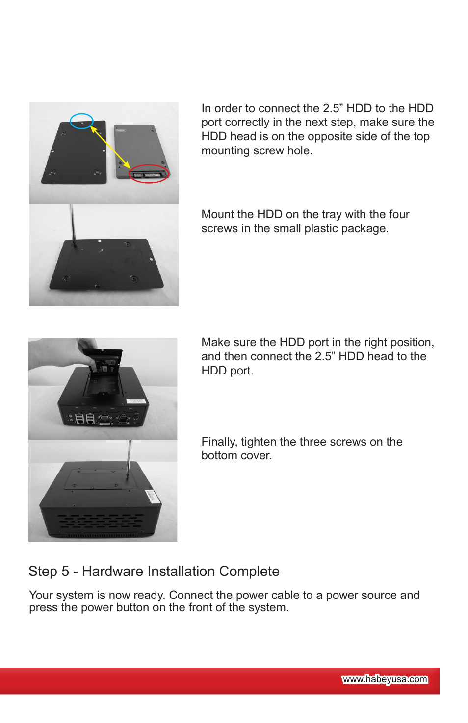 Step 5 - hardware installation complete | Habey BIS-6636 User Manual | Page 3 / 4