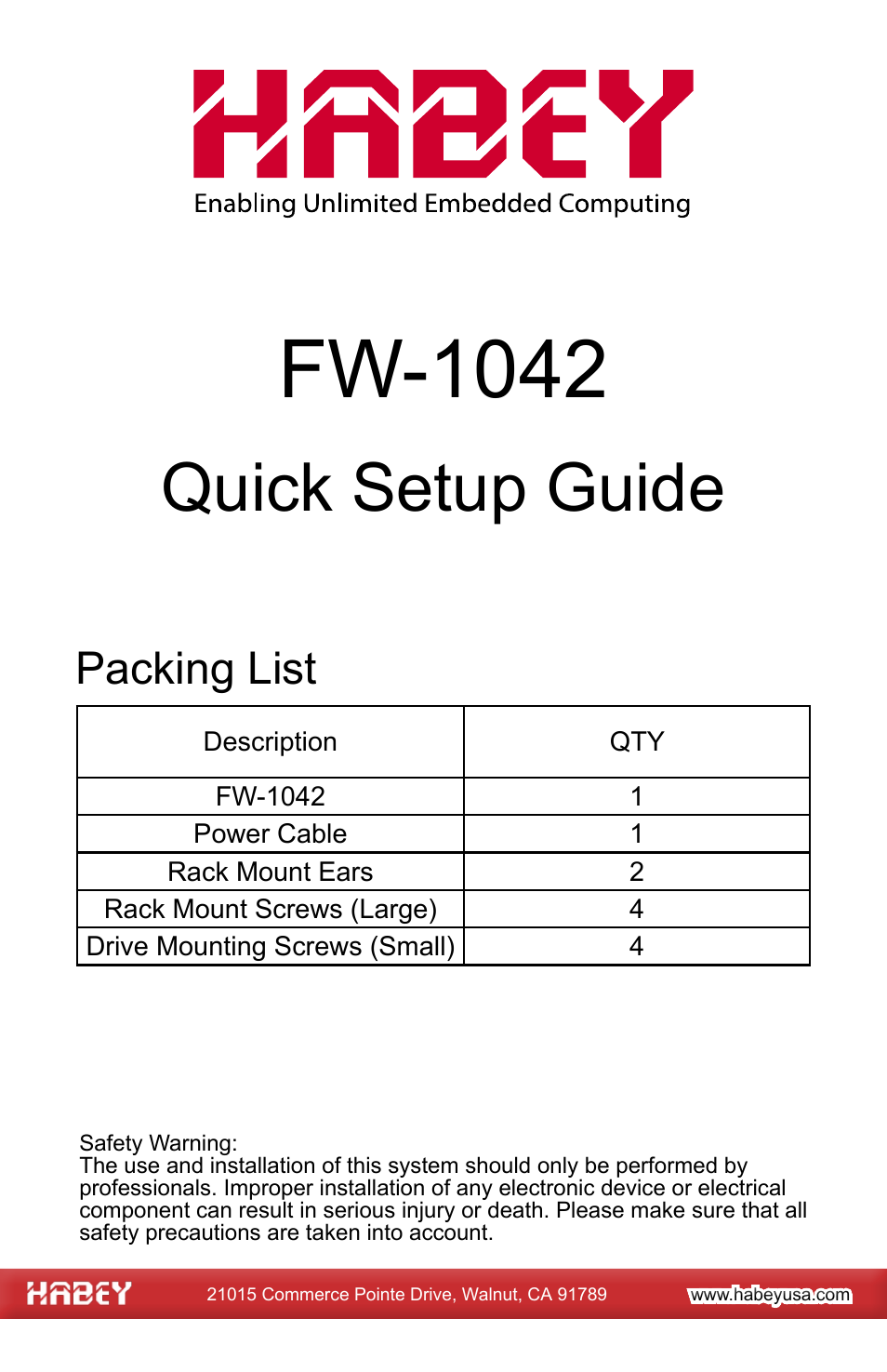 Habey FW-1042 User Manual | 4 pages