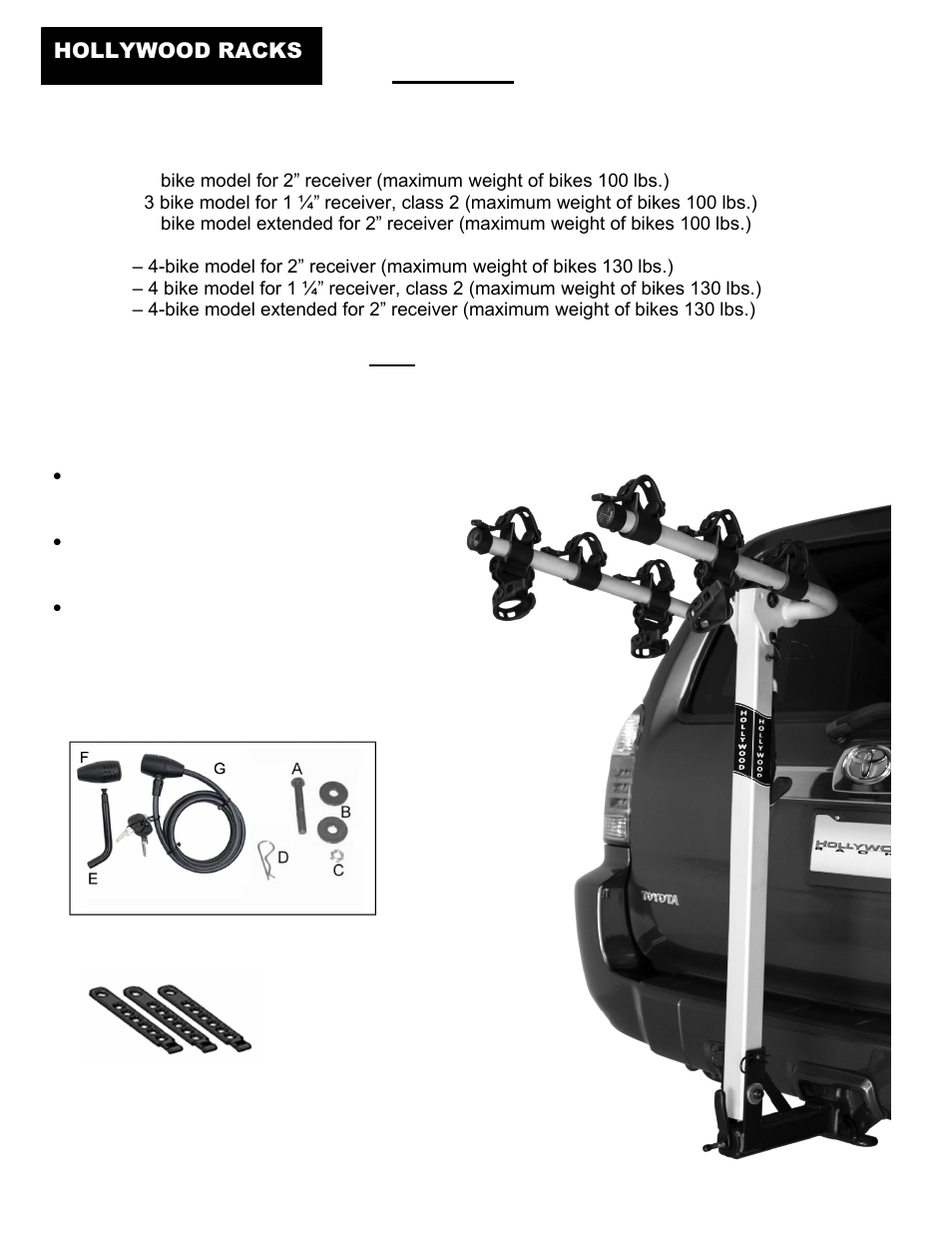 Hollywood Racks HR420A Road Runner Aluminum 4 bike User Manual | 4 pages
