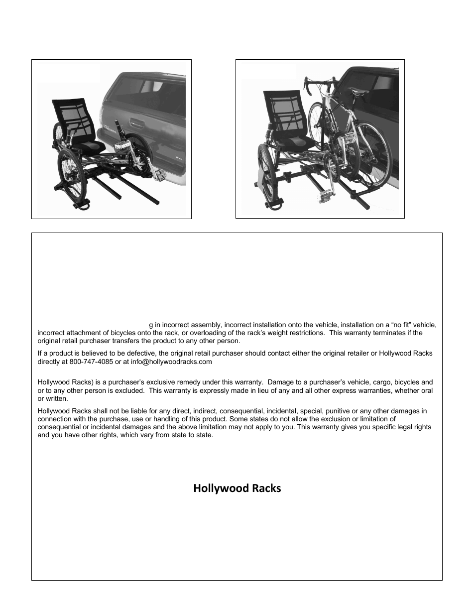 Hollywood racks | Hollywood Racks HR1450R SportRider SE 2 Recumbent User Manual | Page 6 / 6