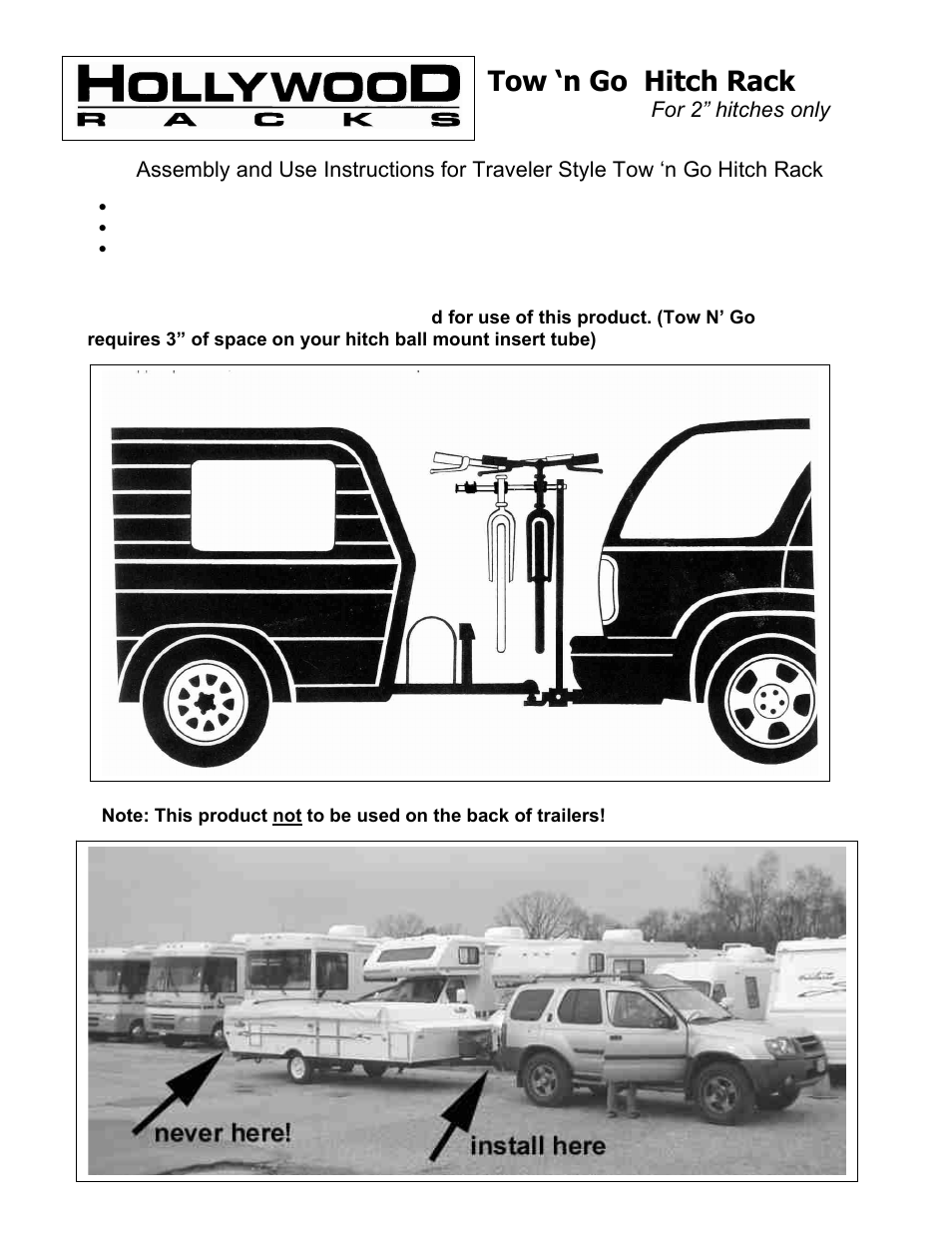 Hollywood Racks HR135 Tow N Go User Manual | 5 pages