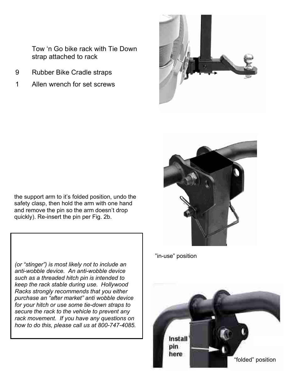 2009 version | Hollywood Racks HR135 Tow N Go User Manual | Page 2 / 5