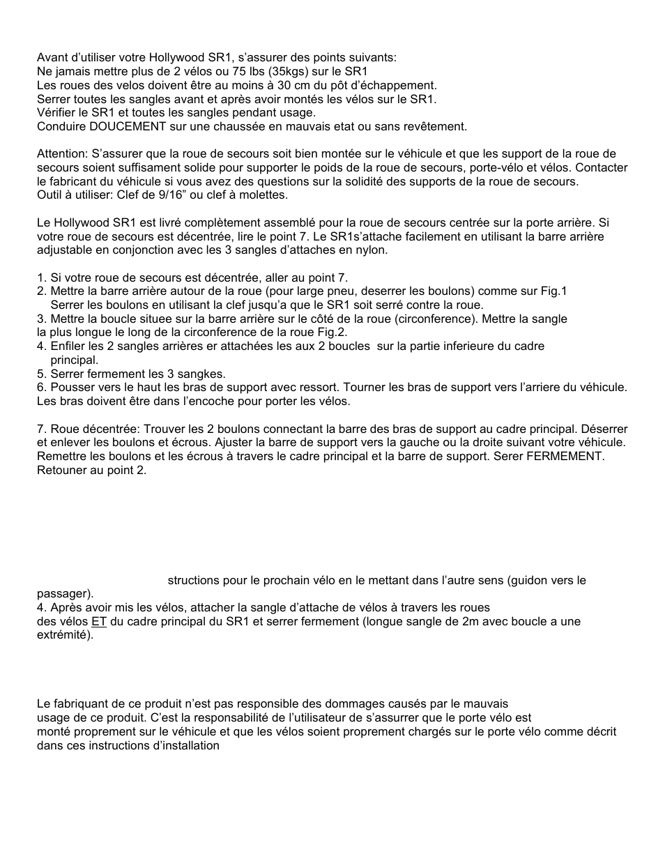Hollywood Racks Spare Tire Rack SR2 User Manual | Page 4 / 5
