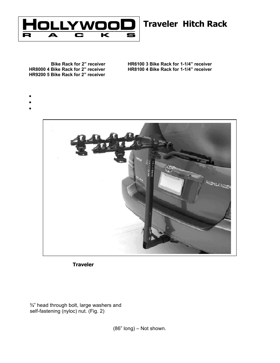 Hollywood Racks HR8100 Traveler 2 arm User Manual | 4 pages