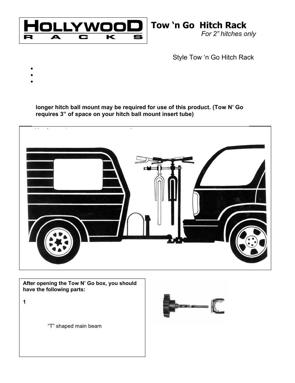 Hollywood Racks HR135 Tow N Go (3 bike version) User Manual | 4 pages