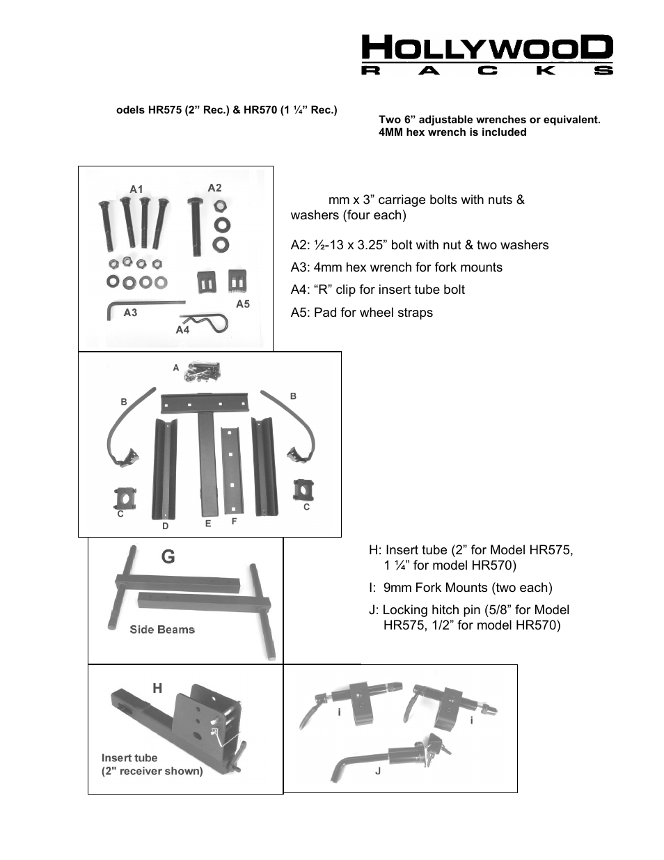Hollywood Racks HR575 Prorider User Manual | 4 pages