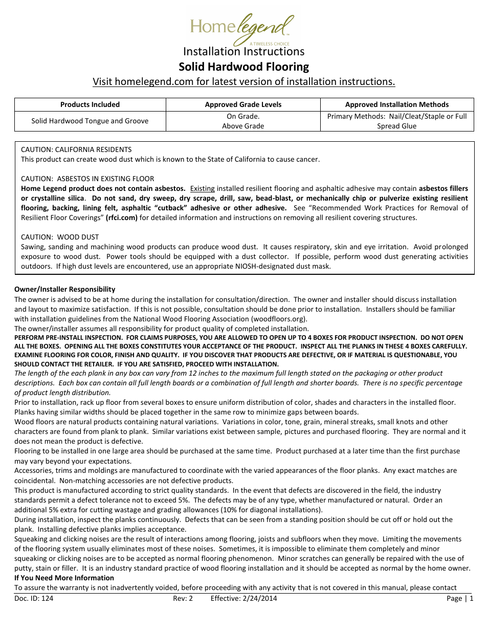Home Legend Solid T&G User Manual | 11 pages