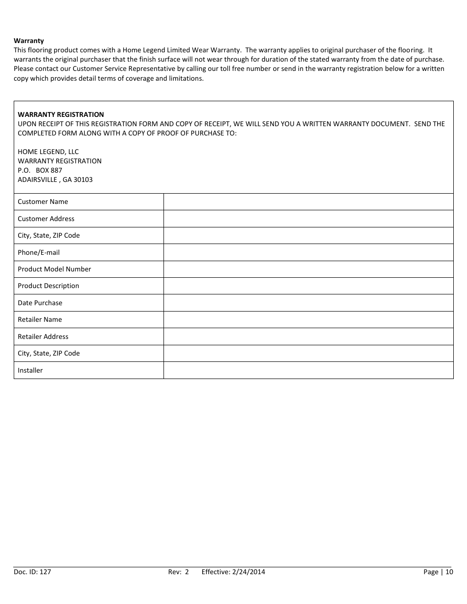 Home Legend Solid Click User Manual | Page 10 / 10