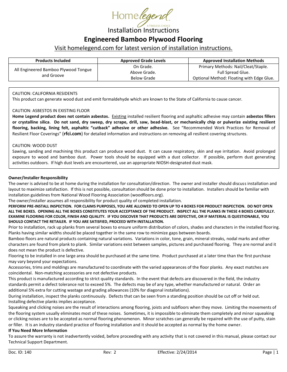 Home Legend Engineered Ply T&G User Manual | 13 pages