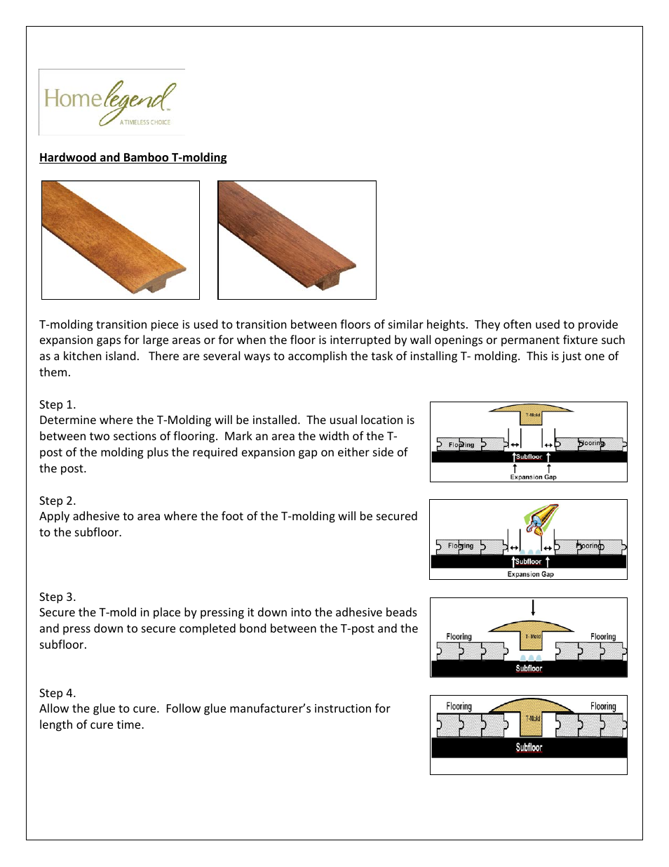 Home Legend Hardwood and Bamboo T-molding User Manual | 14 pages