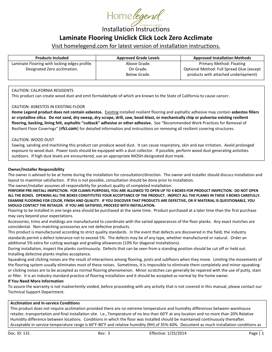 Home Legend Uniclick Zero User Manual | 10 pages
