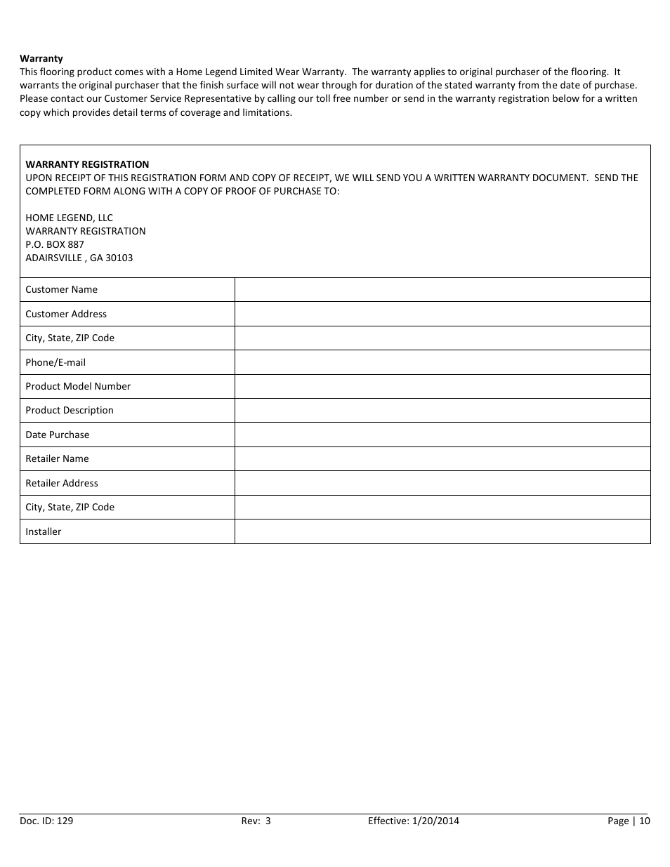 Home Legend Valinge User Manual | Page 10 / 10