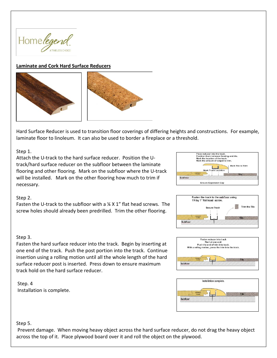 Home Legend Laminate Transitions User Manual | 8 pages