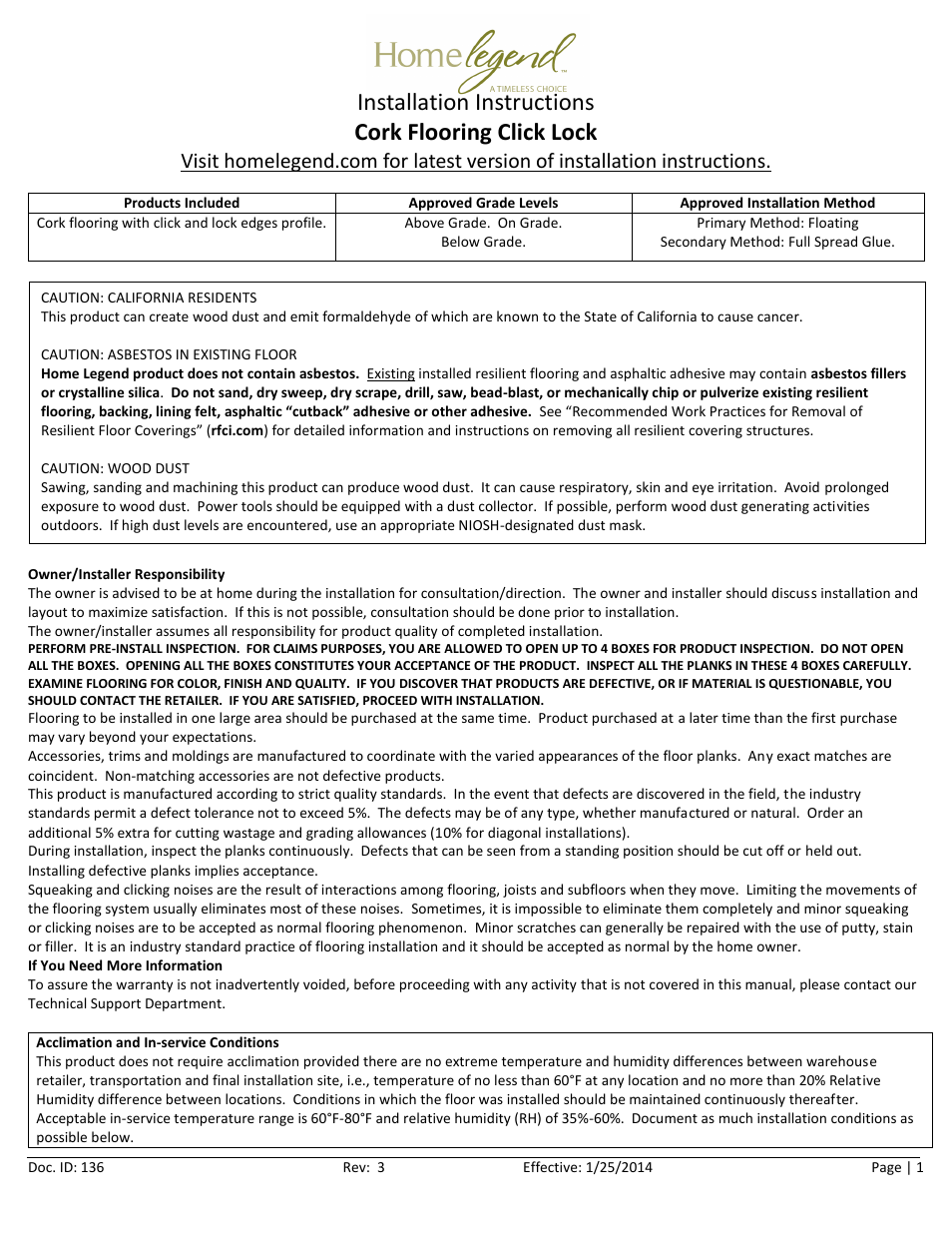 Home Legend Cork User Manual | 10 pages