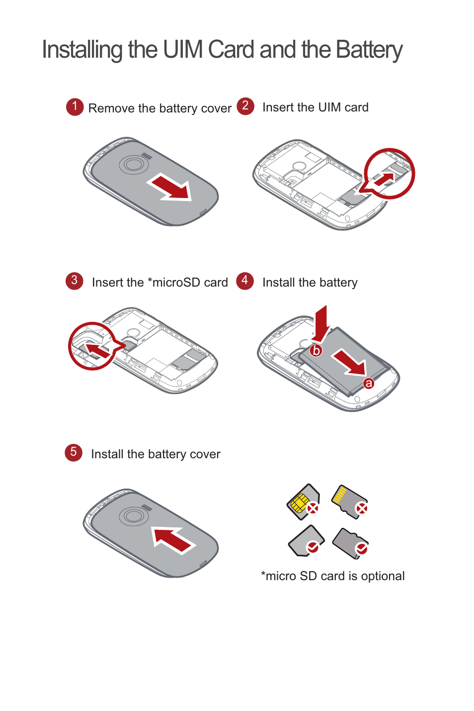 Installing the uim card and the battery | Huawei С8500 User Manual | Page 5 / 20
