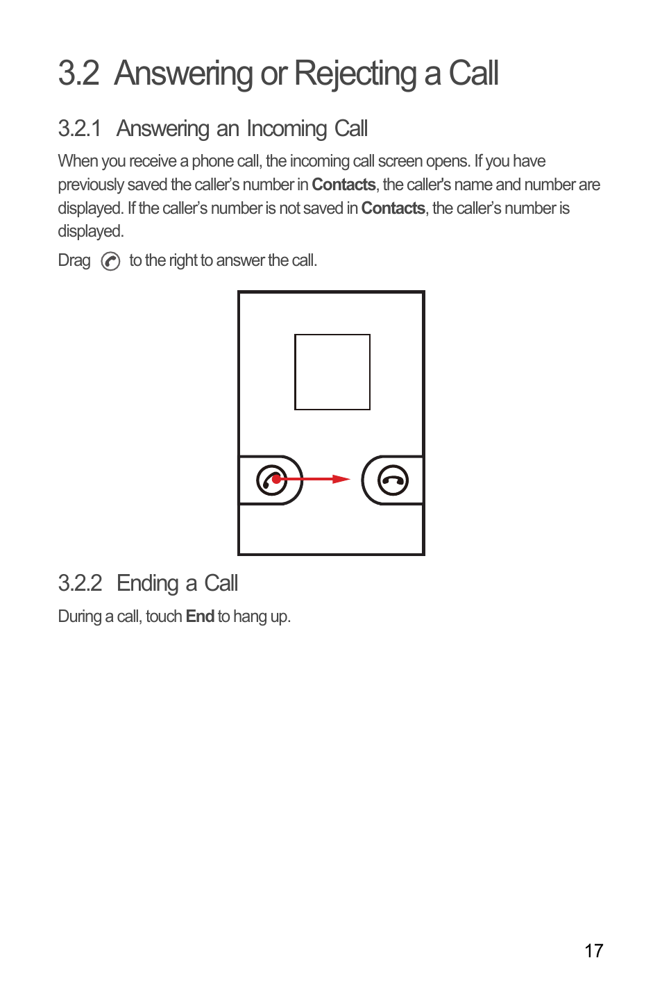 2 answering or rejecting a call, 1 answering an incoming call, 2 ending a call | Huawei C8650+ User Guide User Manual | Page 21 / 64