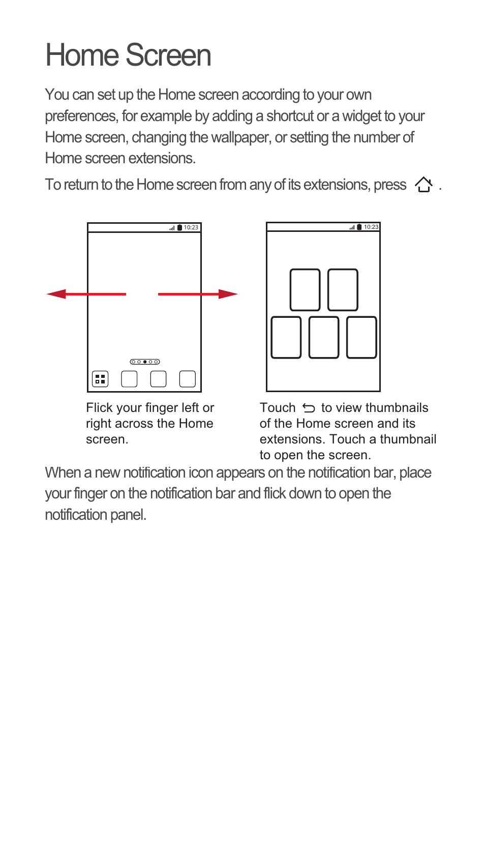 Home screen | Huawei C8655 Quick Start User Manual | Page 7 / 28