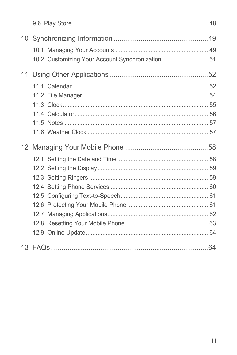 Huawei U8815N User Guide User Manual | Page 4 / 70