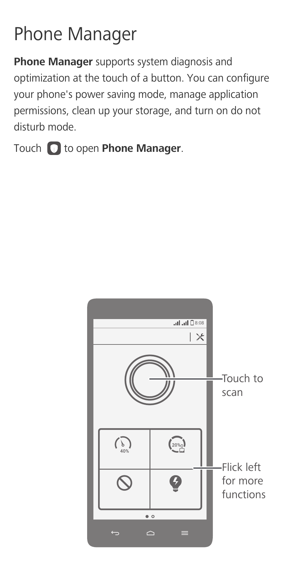 Phone manager | Huawei Honor 3C H30-U10 Quick Start User Manual | Page 15 / 32