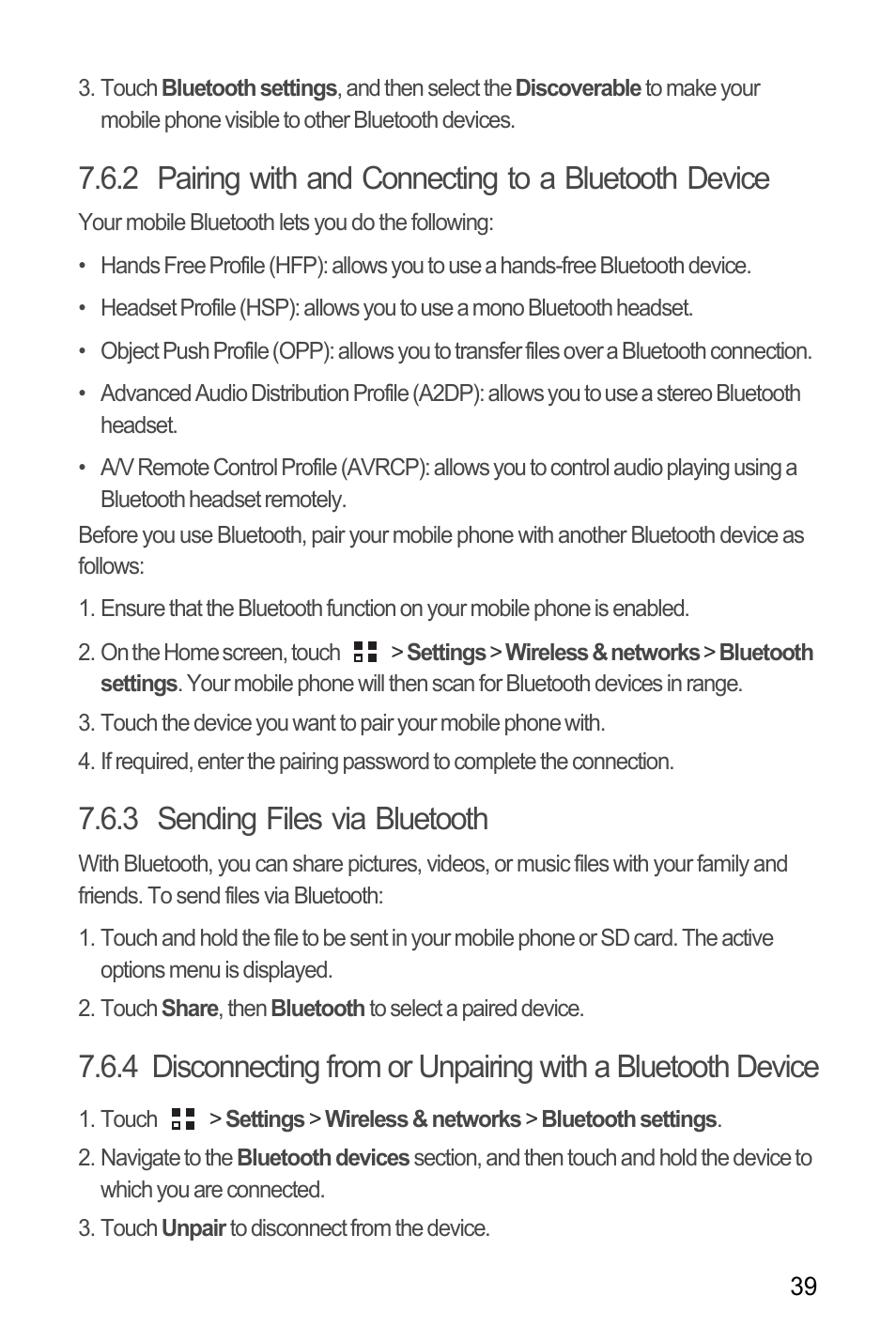 3 sending files via bluetooth | Huawei M660 User Guide User Manual | Page 43 / 74