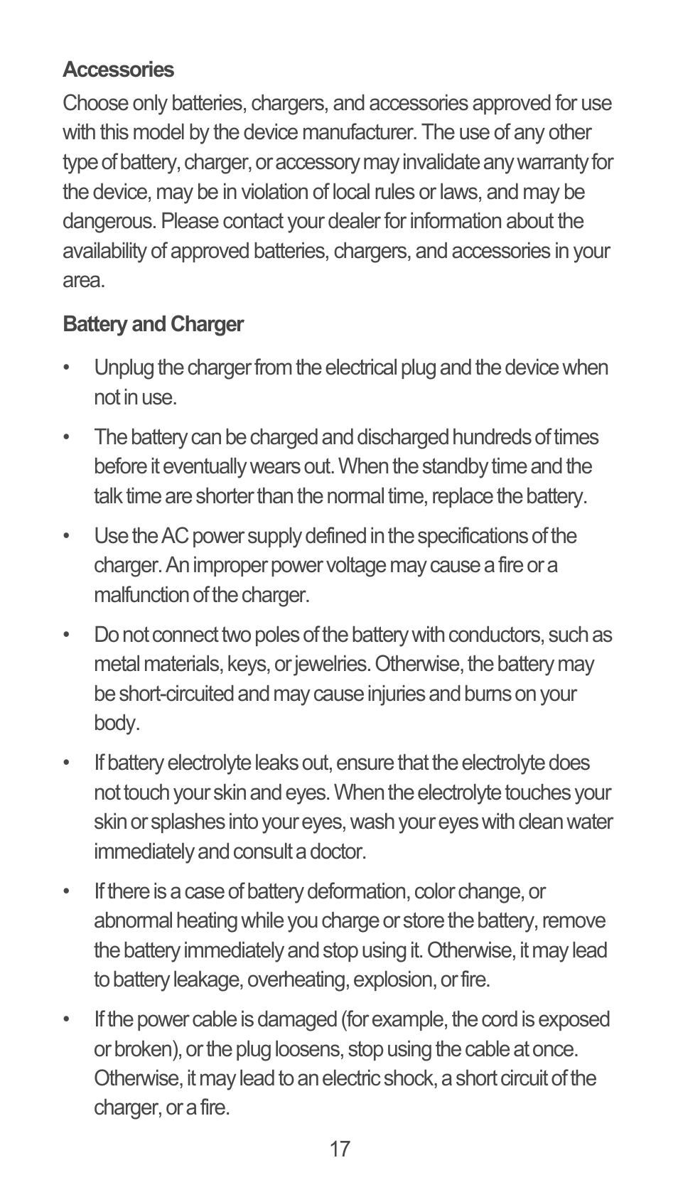 Accessories, Battery and charger | Huawei M660 Quick Start User Manual | Page 18 / 28