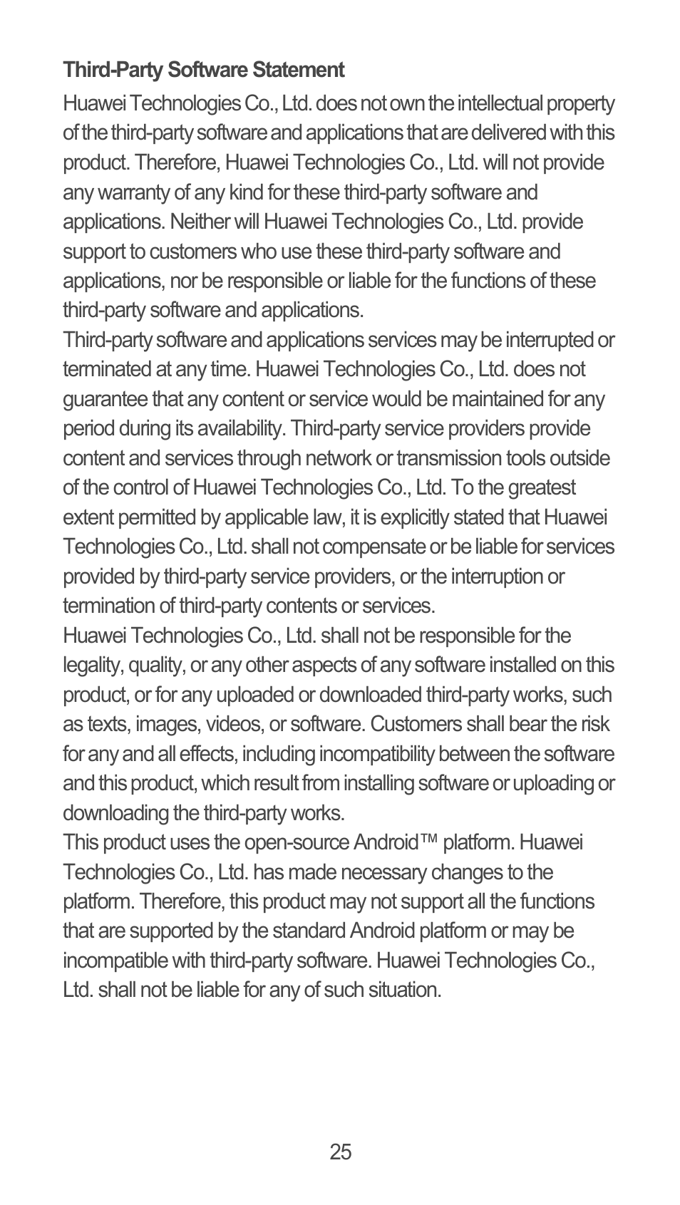 Third-party software statement | Huawei M660 Quick Start User Manual | Page 26 / 28