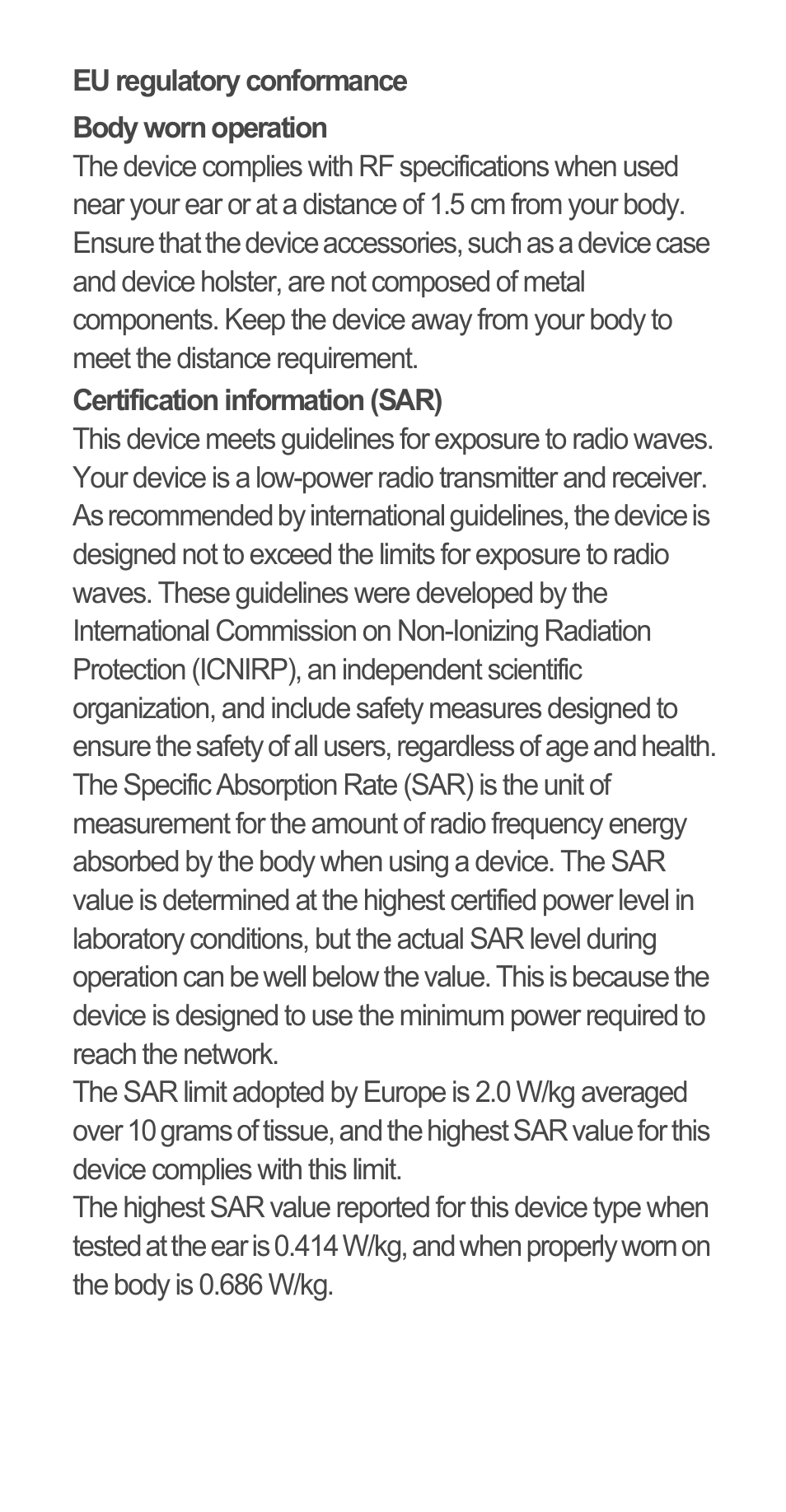 Eu regulatory conformance | Huawei Ascend G510 Quick Start User Manual | Page 24 / 31