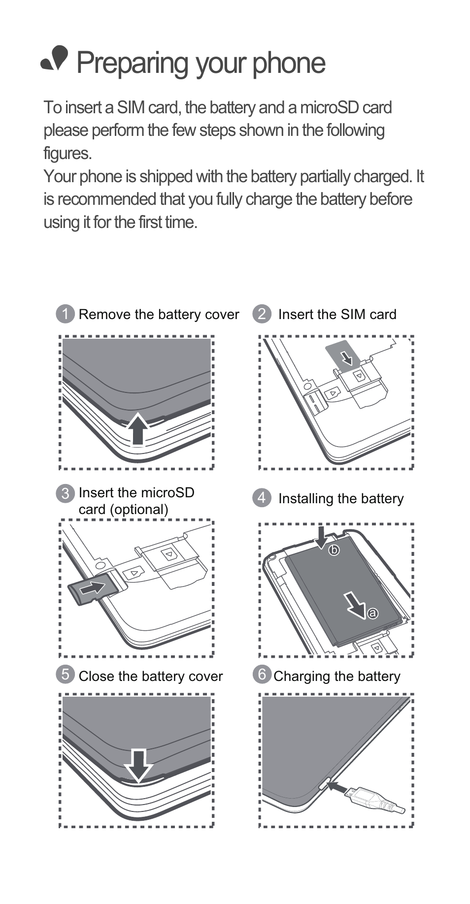 Preparing your phone | Huawei Ascend G510 Quick Start User Manual | Page 3 / 31