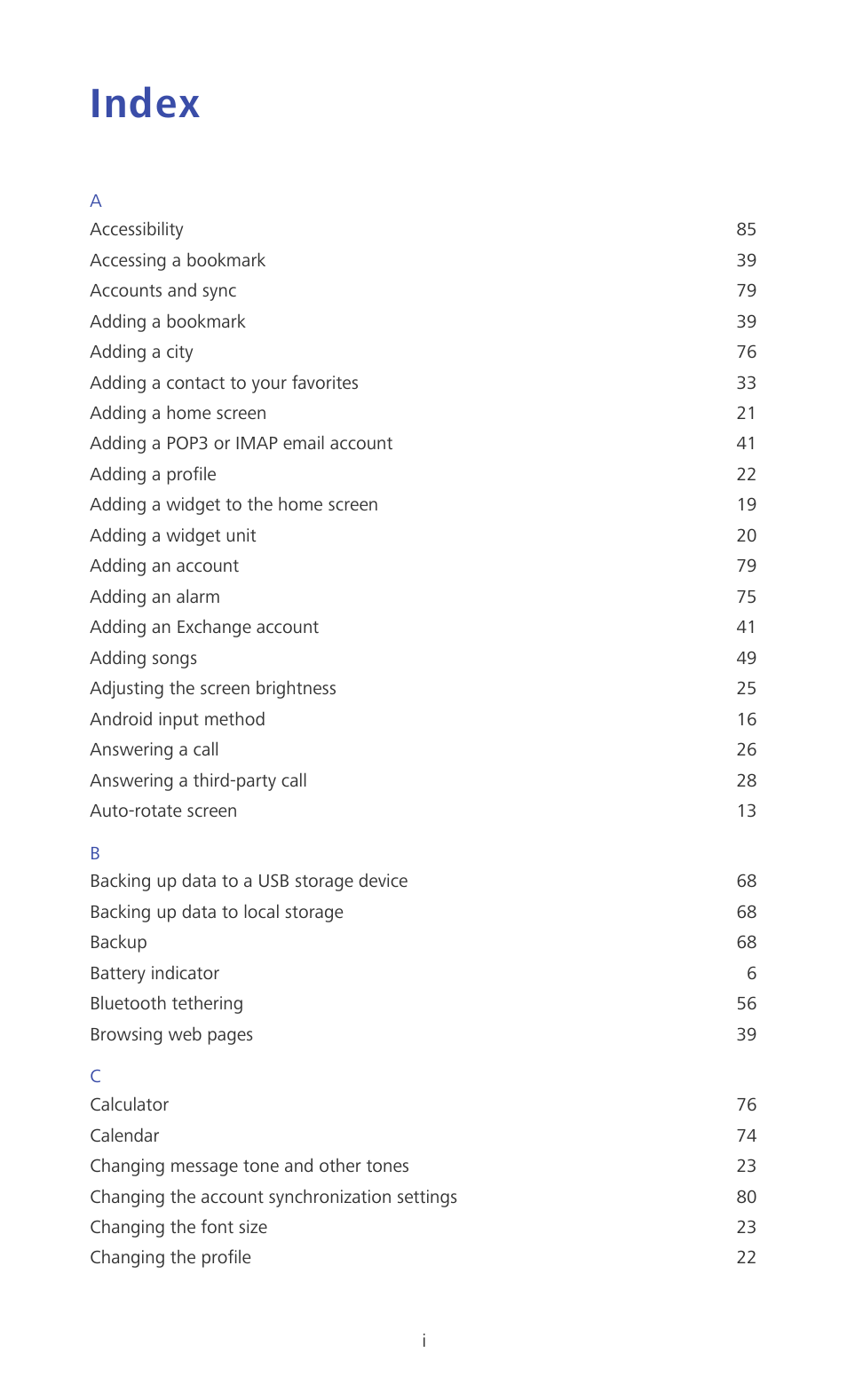 Index | Huawei Ascend D2 User Manual | Page 96 / 103