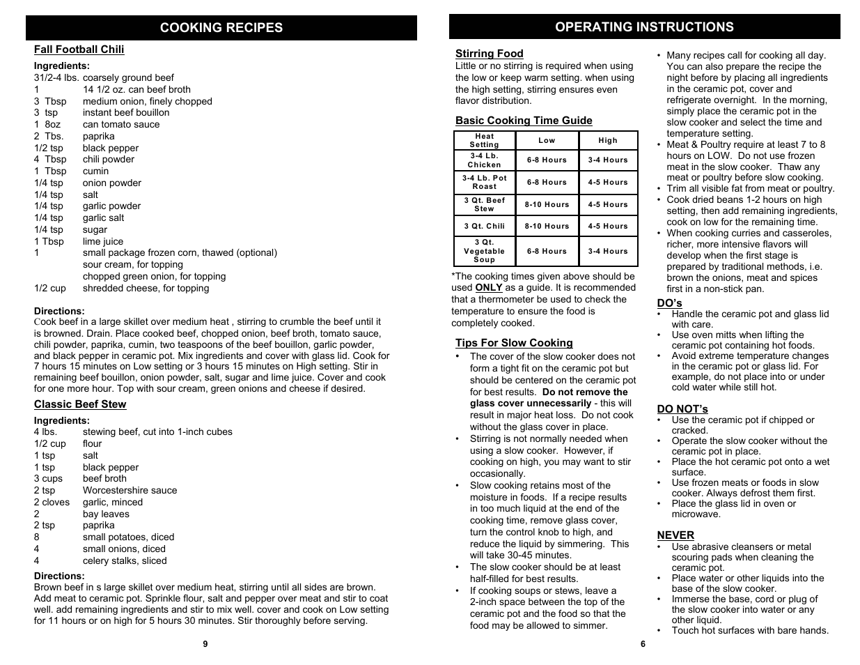 Operating instructions cooking recipes | Bravetti EURO-PROX KC275 H2 User Manual | Page 7 / 8