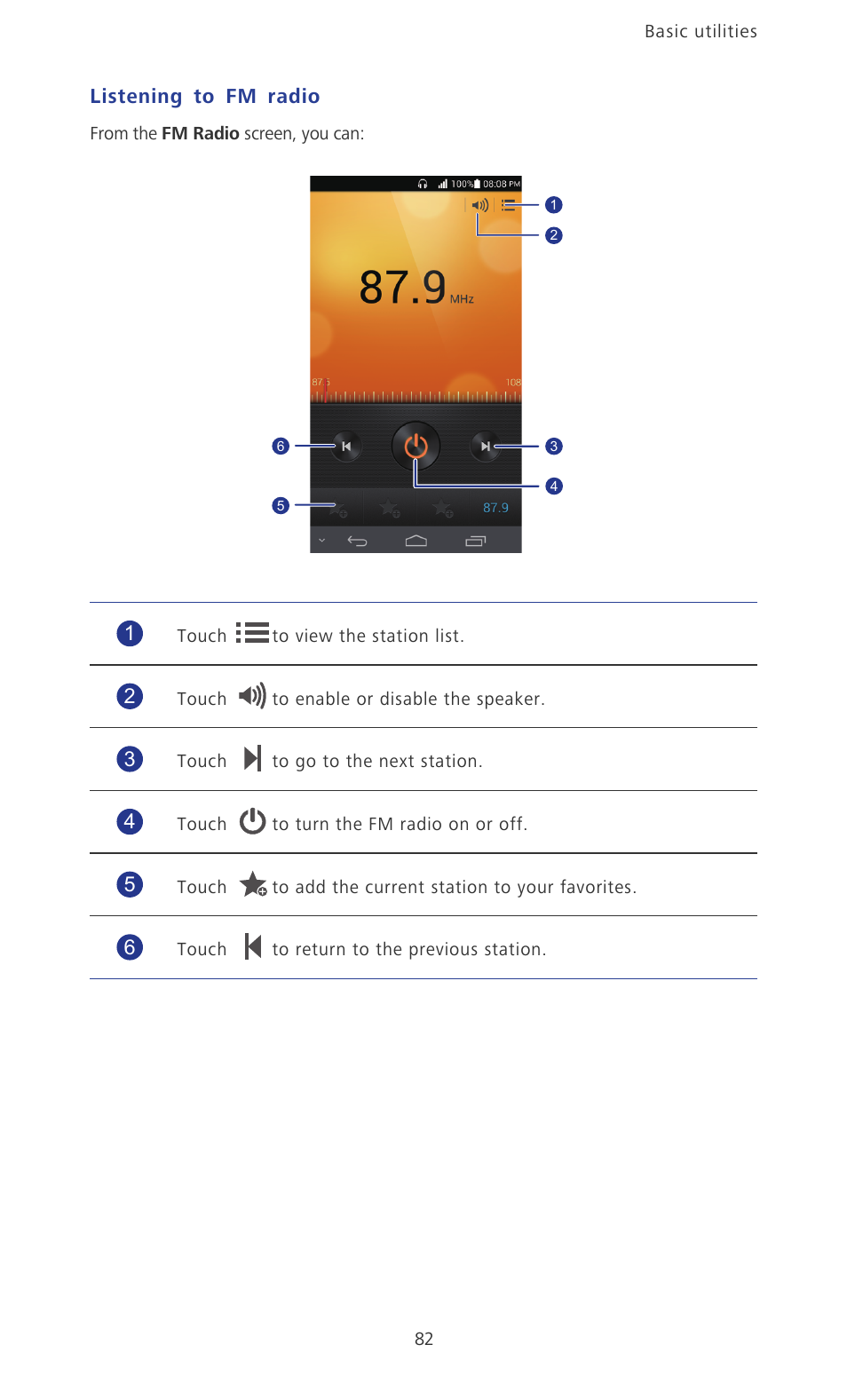 Listening to fm radio | Huawei Ascend P6 User Guide User Manual | Page 87 / 107
