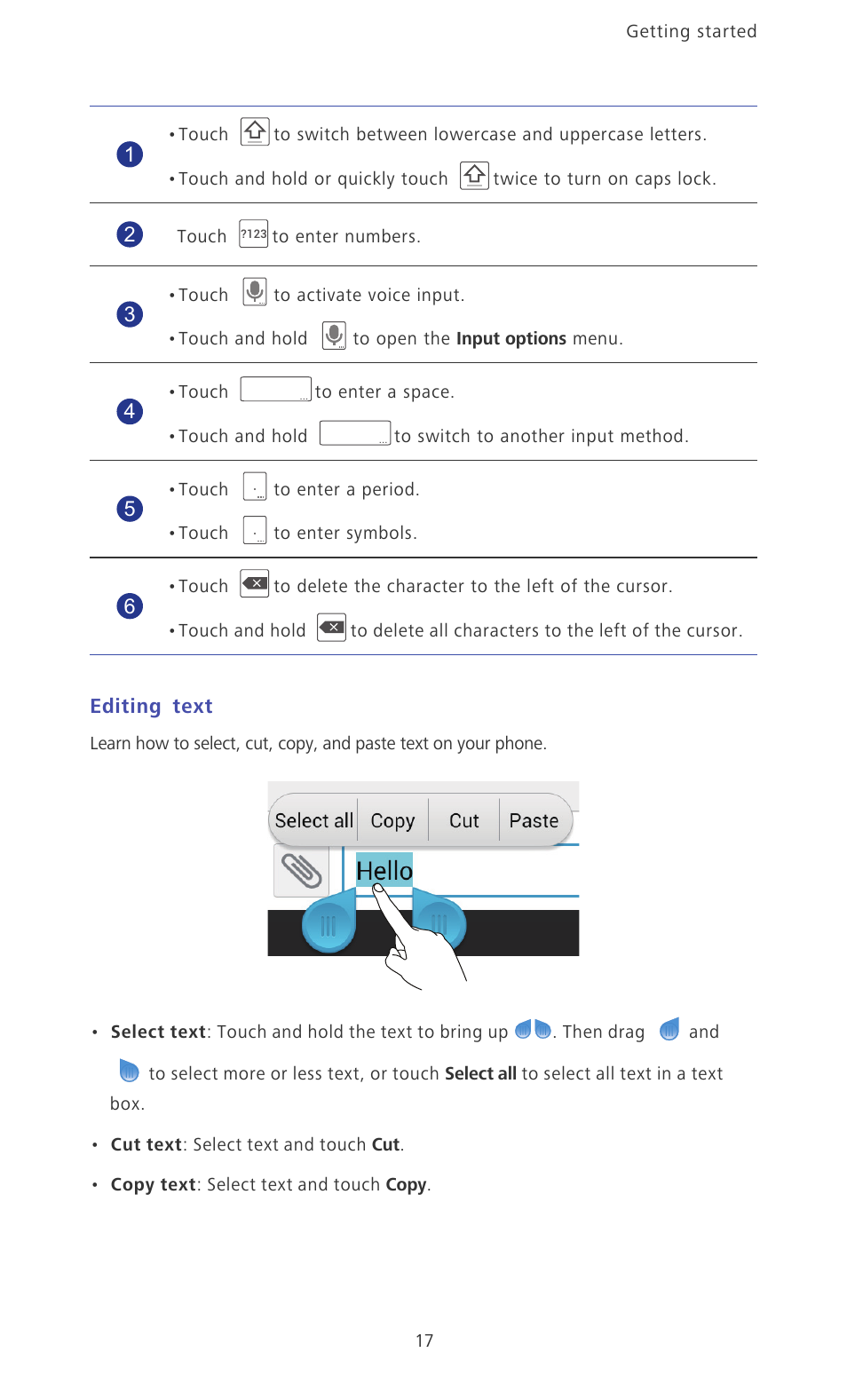 Editing text | Huawei Ascend P6 Quick Start User Manual | Page 22 / 107