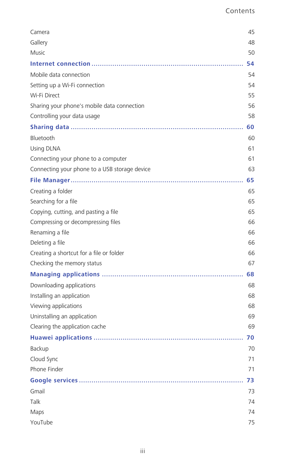 Huawei Ascend P6 Quick Start User Manual | Page 4 / 107