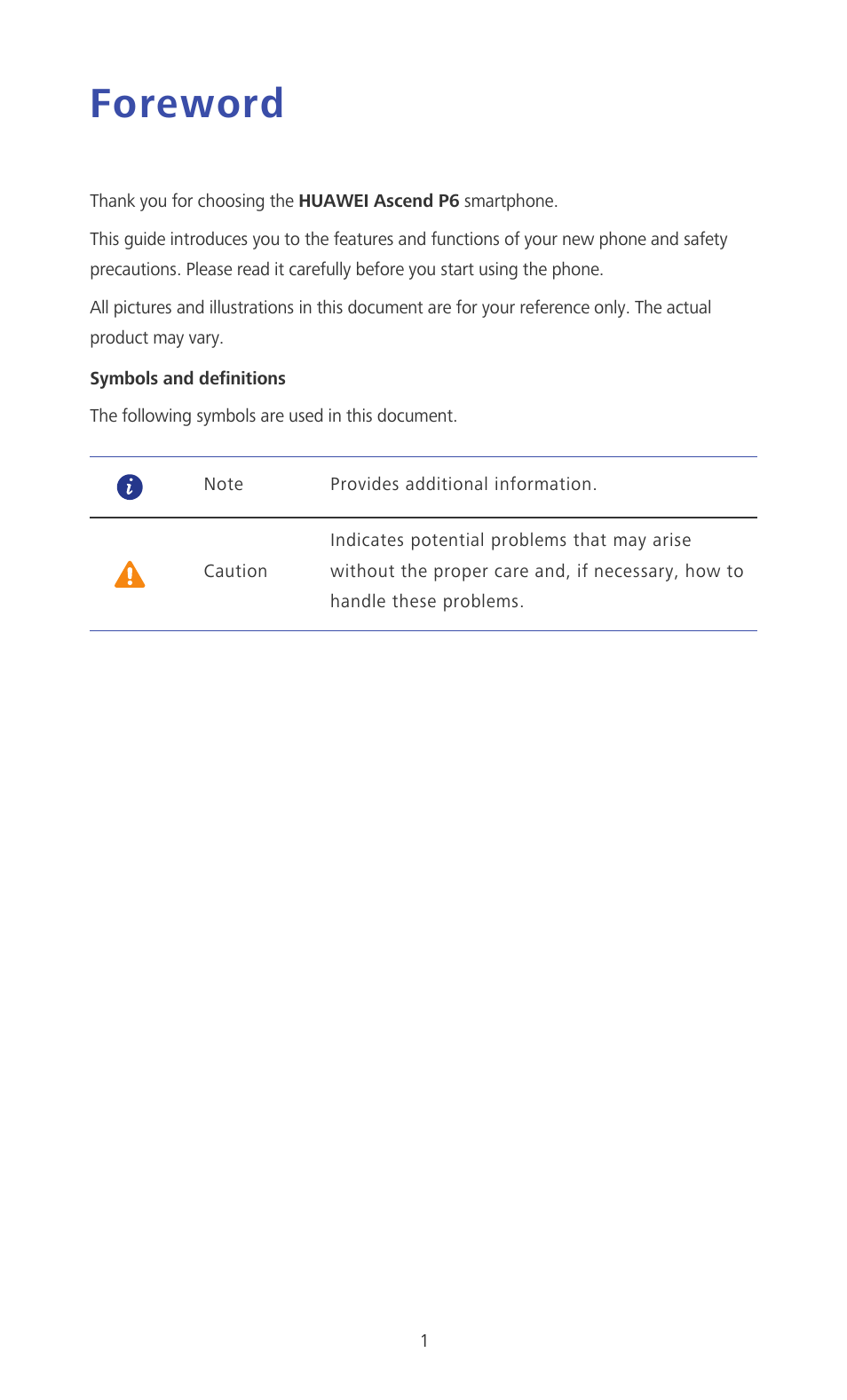 Foreword | Huawei Ascend P6 Quick Start User Manual | Page 6 / 107