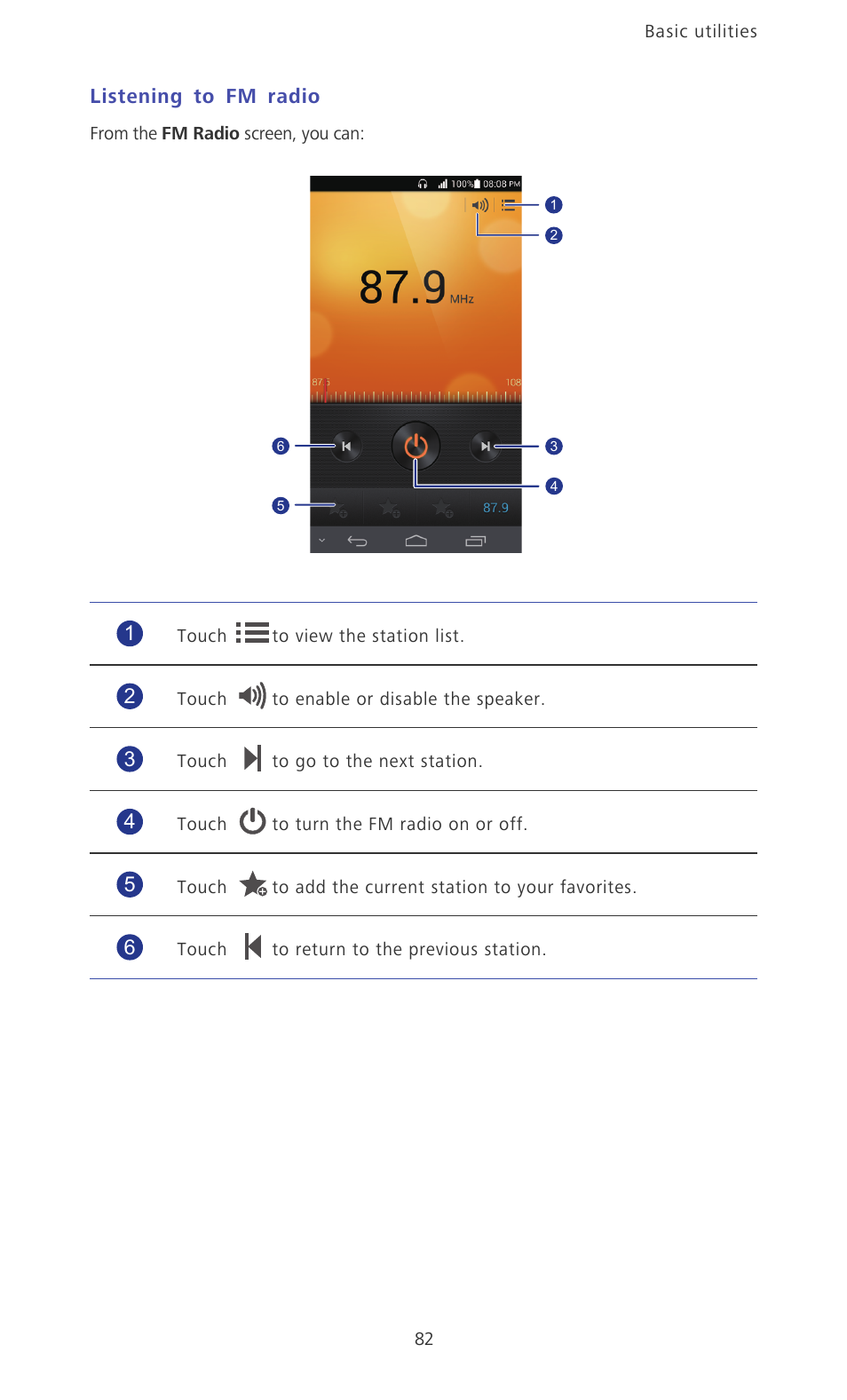 Listening to fm radio | Huawei Ascend P6 Quick Start User Manual | Page 87 / 107