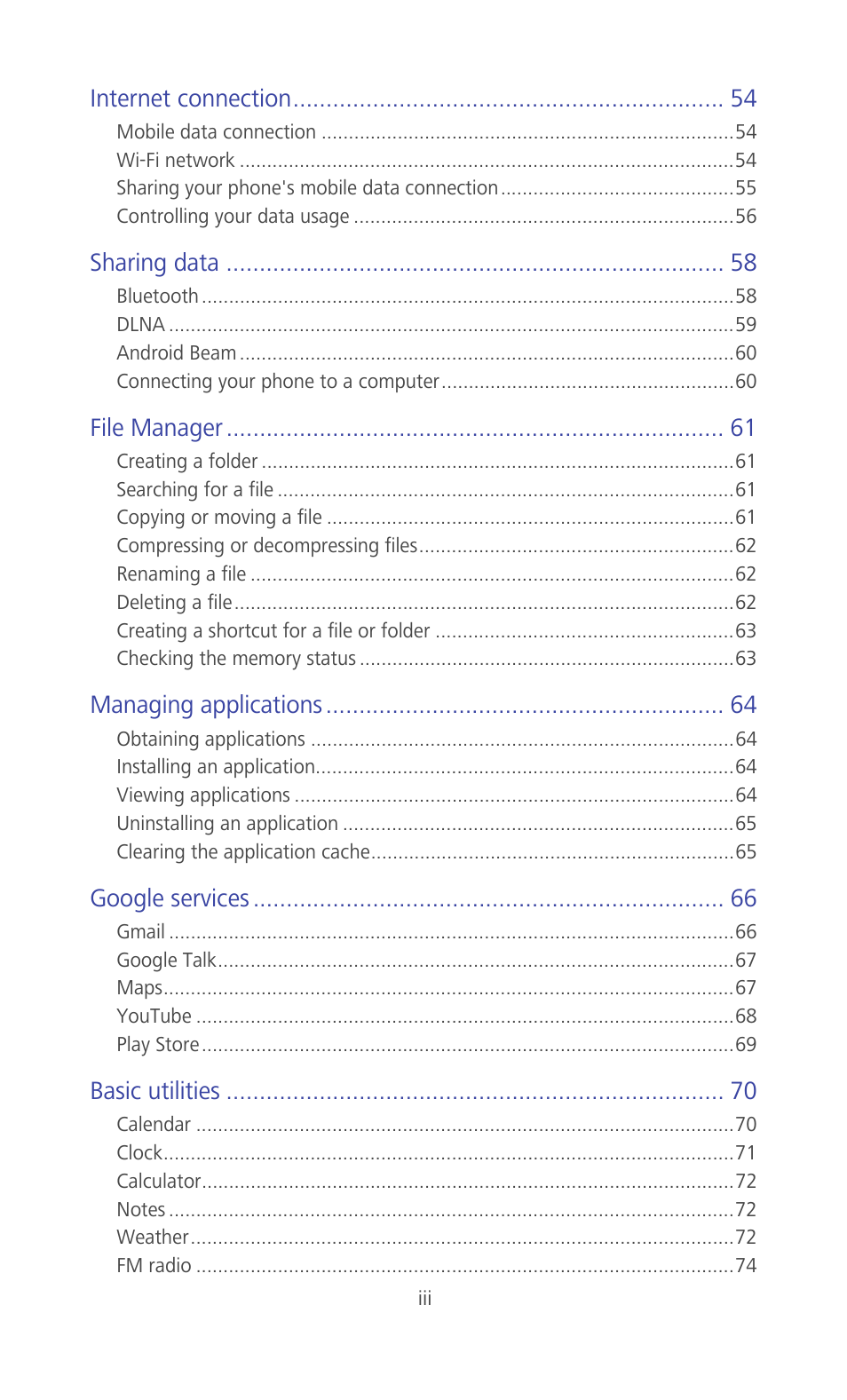 Huawei Ascend G510 User Guide User Manual | Page 4 / 93