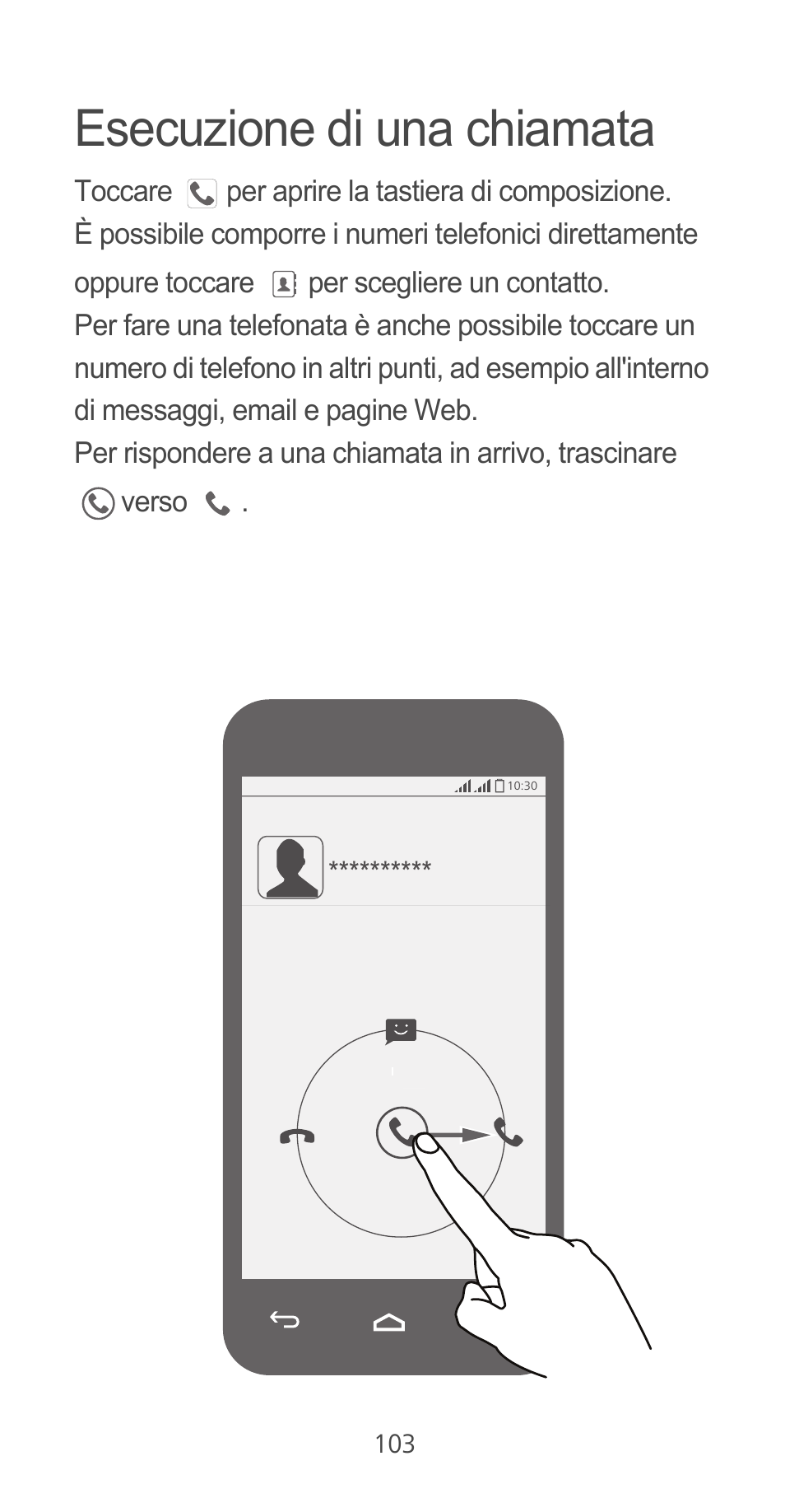 Esecuzione di una chiamata | Huawei Ascend G525 User Manual | Page 103 / 168