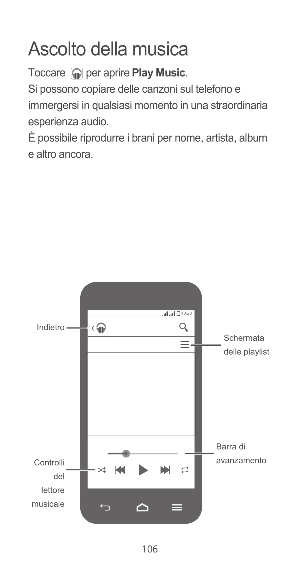 Ascolto della musica | Huawei Ascend G525 User Manual | Page 106 / 168