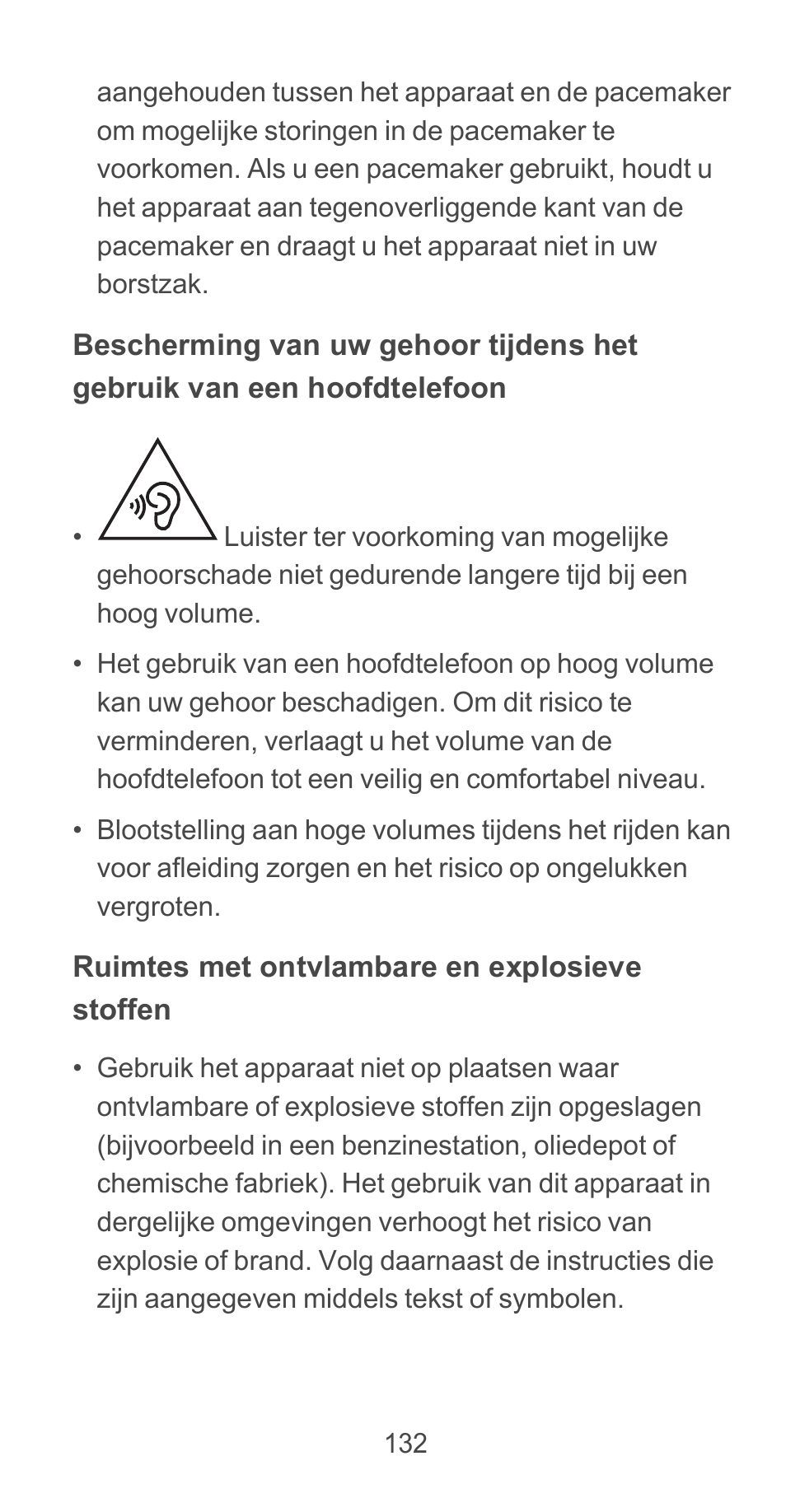 Ruimtes met ontvlambare en explosieve stoffen | Huawei Ascend G525 User Manual | Page 132 / 168