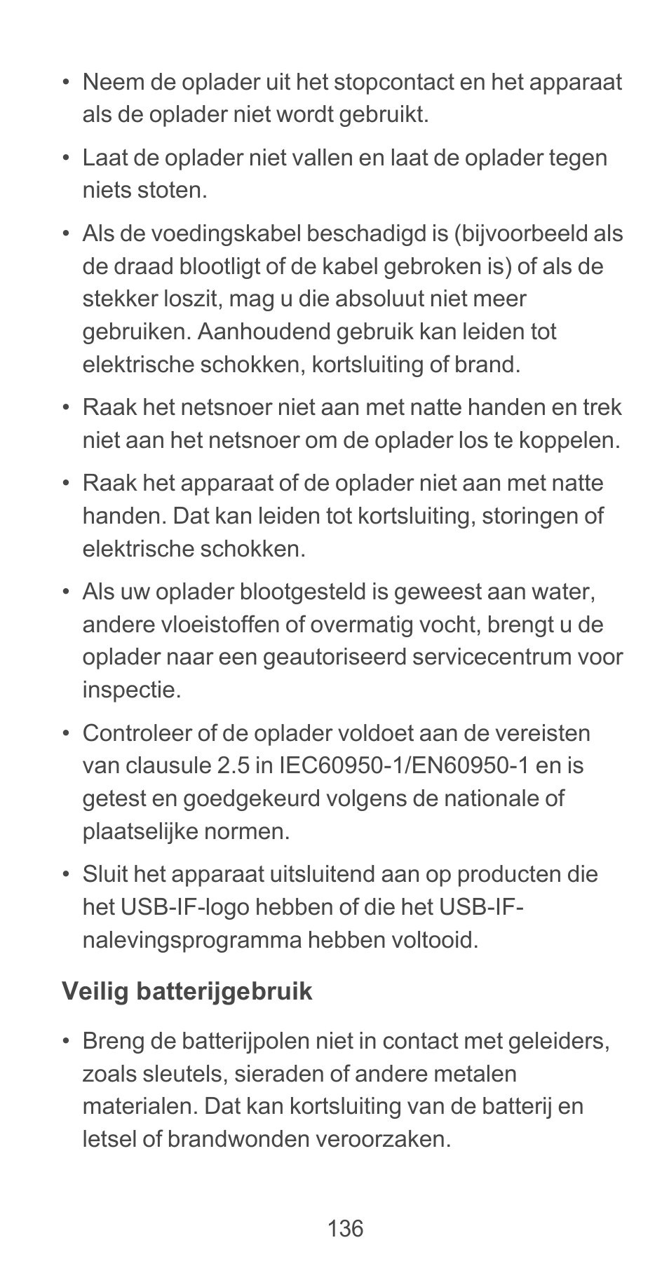 Veilig batterijgebruik | Huawei Ascend G525 User Manual | Page 136 / 168